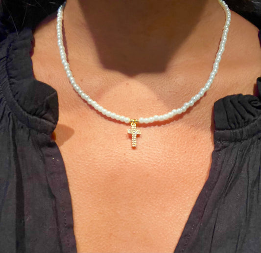 Pearl Cross Necklace