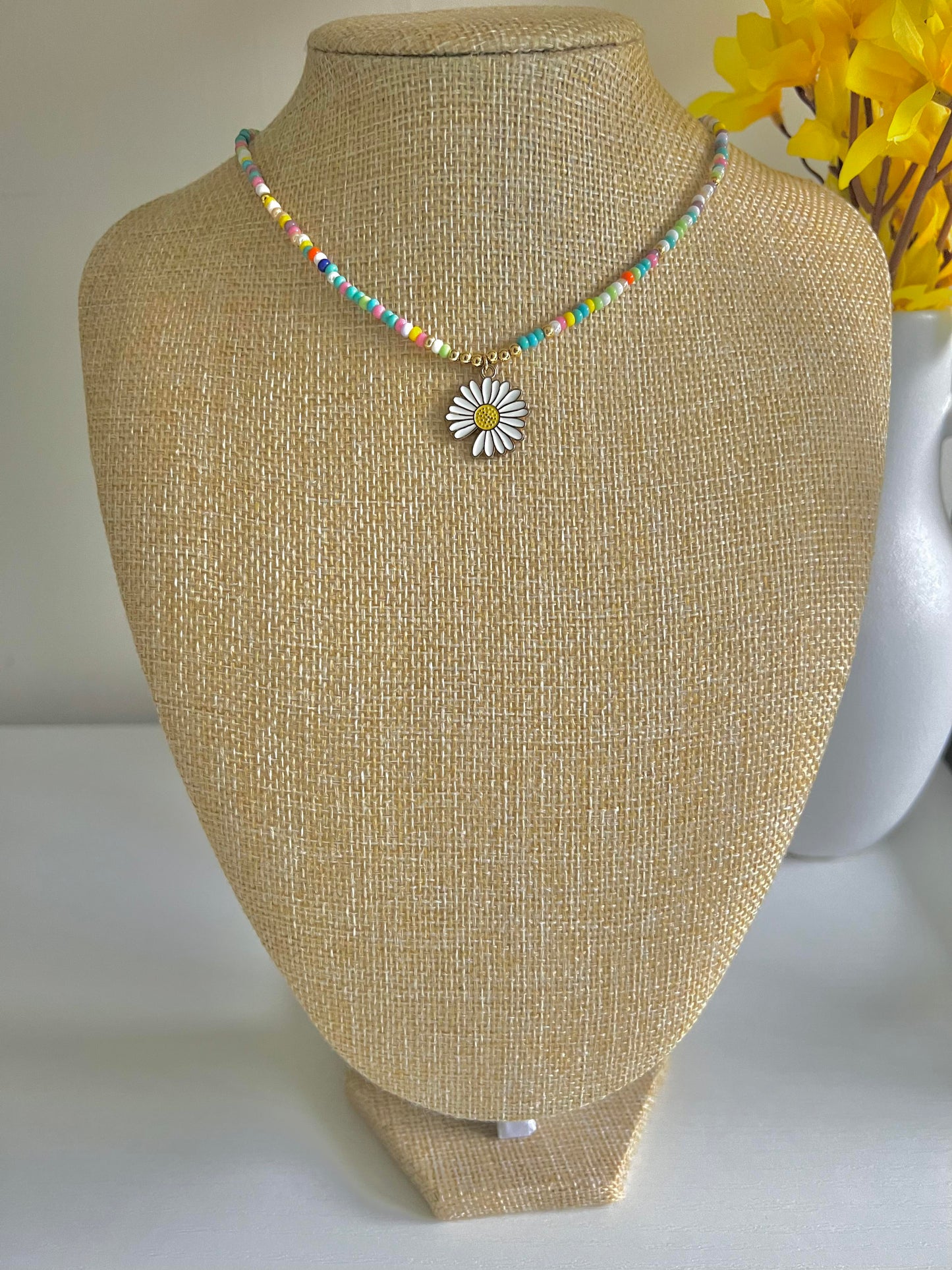 Multicolor Flower Beaded Necklace