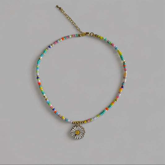 Multicolor Flower Beaded Necklace