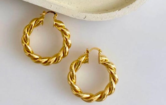 Twisted Round Hoop Earrings