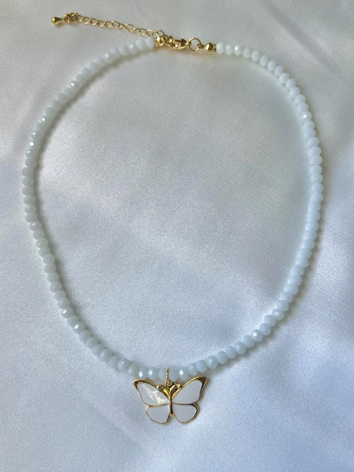 Crystal White Butterfly Necklace